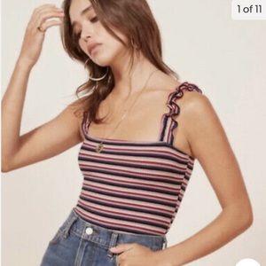 Reformation Striped Body Suit